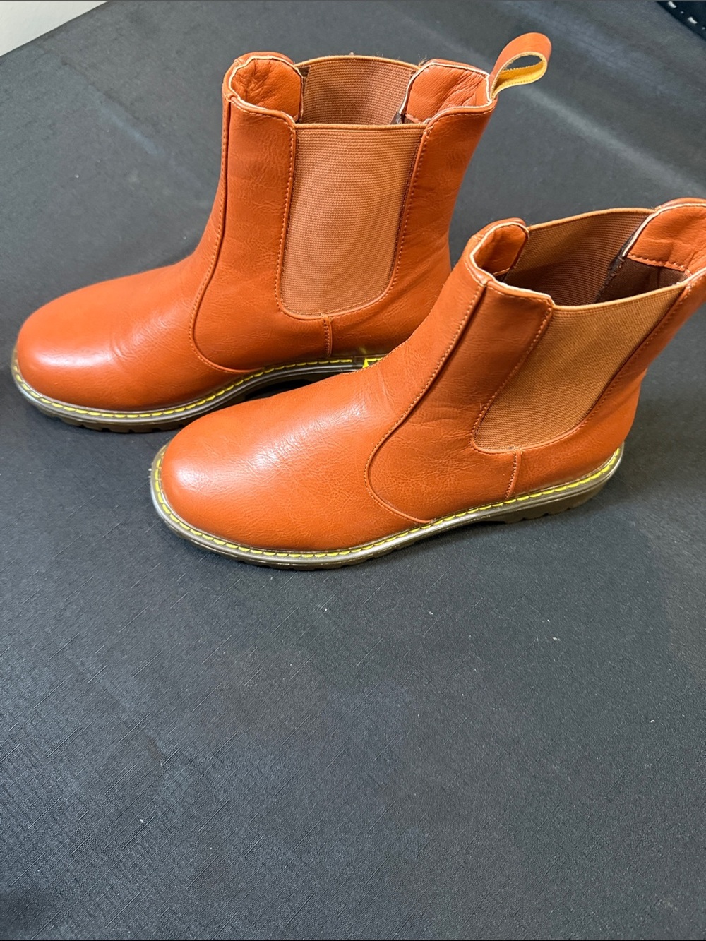 Women's Rust/ Burnt Orange Chelsea Ankle Boots with Elastic Panels